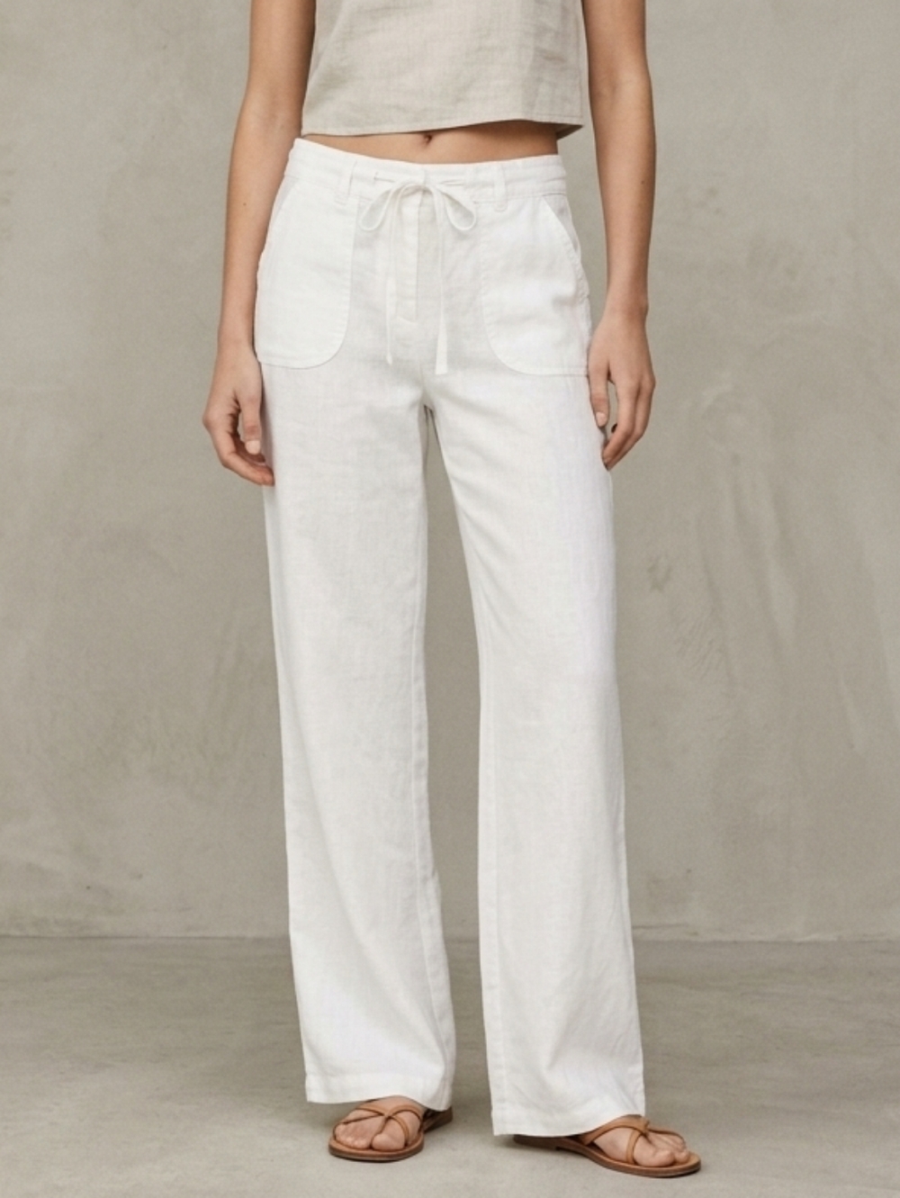 H&M Woman's White Elegant Drawstring Pants Size XXS